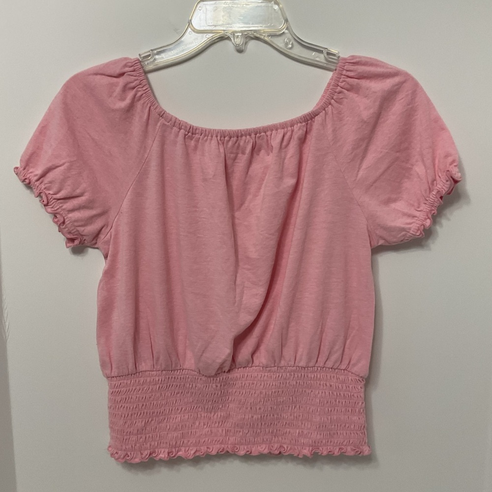 GIRLS OLD NAVY PINK S/S SMOCKED TOP - SZ XXL (18)